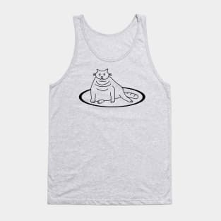 Chonk Cat on a Rug Minimal Line Tank Top